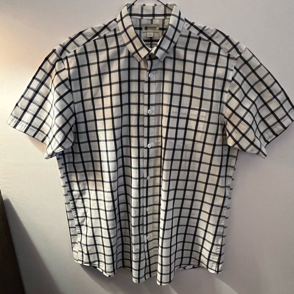 HAGGAR CLOTHING SHORT SLEEVE COTTON/POLYESTER SHIRT